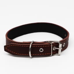 Ошейник кожаный на синтепоне, 65×3 см, ОШ 40-55 см, коричневый