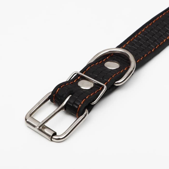 Ошейник кожаный с тиснением на синтепоне, 65×3 см, ОШ 40-55 см, чёрный