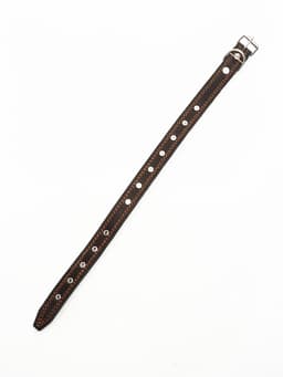Ошейник кожаный «Строгий шип», 65×3 см, ОШ 40-55 см, чёрный