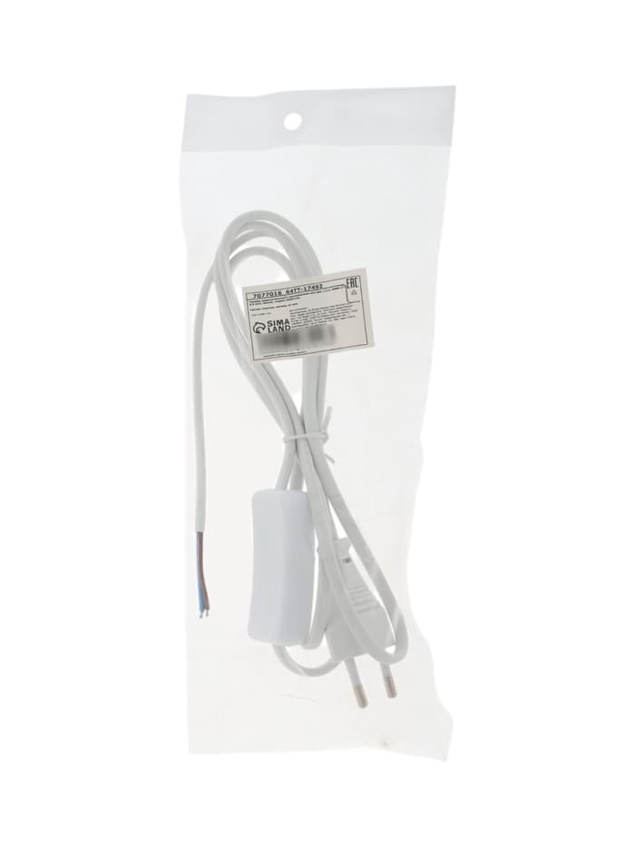 Шнур сетевой с выключателем для бра, 1.5 м, ШВВП 2×0.5 мм2, белый