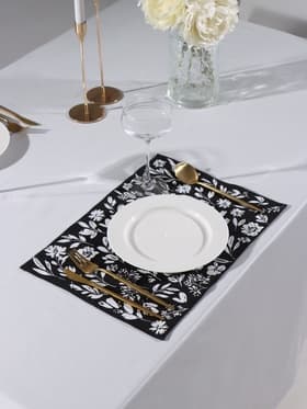 Салфетка на стол «Этель» Flowers black, 30×45 см, 370 г/м², чёрная