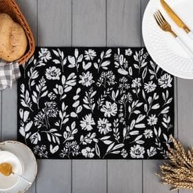 Салфетка на стол «Этель» Flowers black, 30×45 см, 370 г/м², чёрная
