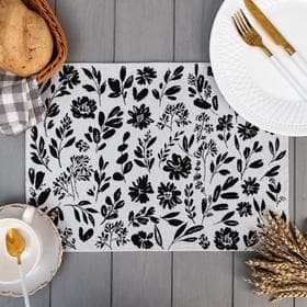 Салфетка на стол «Этель» Flowers black, 30×45 см, 370 г/м², белая