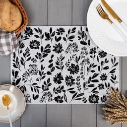 Салфетка на стол «Этель» Flowers black, 30×45 см, 370 г/м², белая