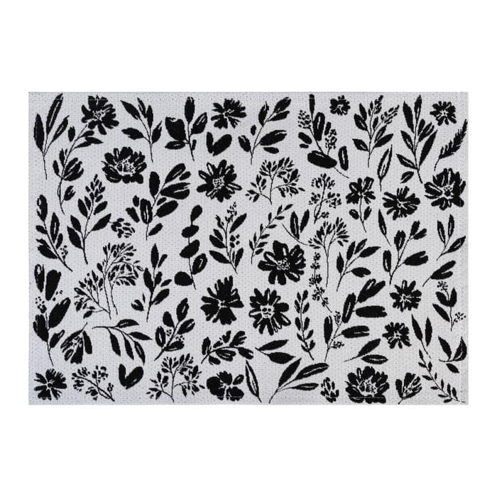 Салфетка на стол «Этель» Flowers black, 30×45 см, 370 г/м², белая