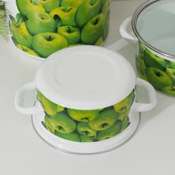 Набор эмалированных кастрюль «Поздние яблоки», 3 шт.: 1.5 л, 2.3 л, 5 л, индукция, белый