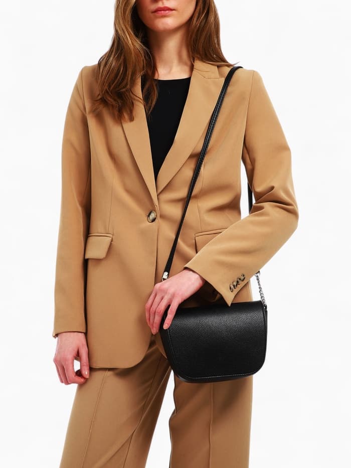 Сумка женская мессенджер TEXTURA на магните, 15×6×13 см, чёрная