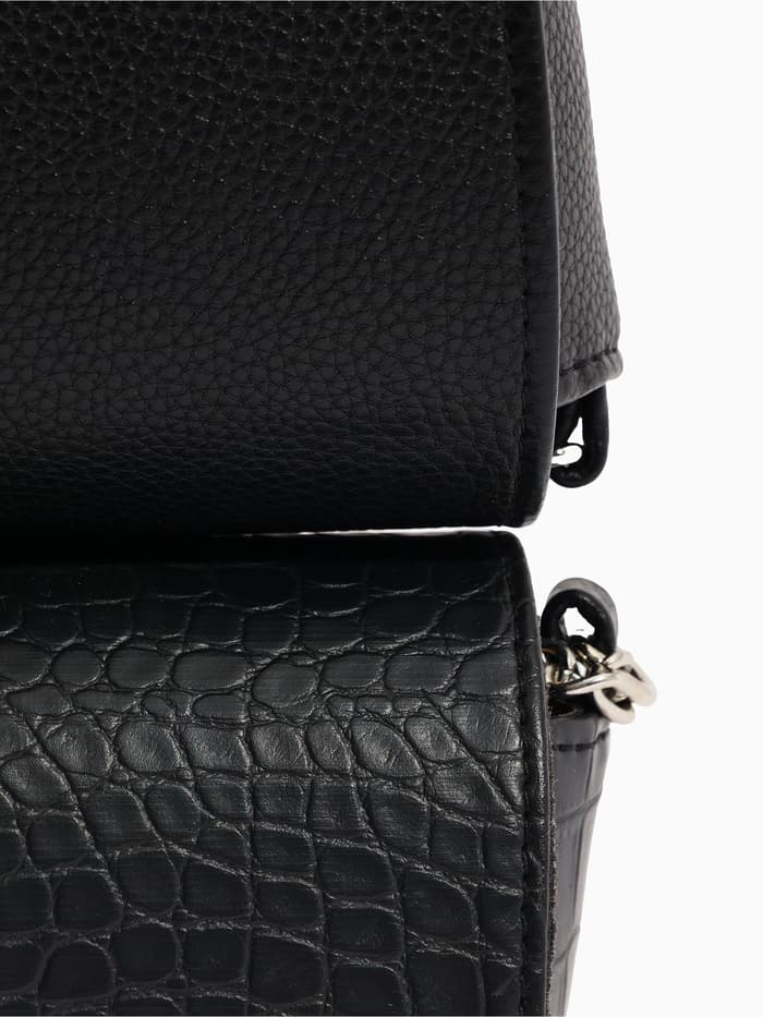 Сумка женская мессенджер TEXTURA на магните, 15×6×13 см, чёрная