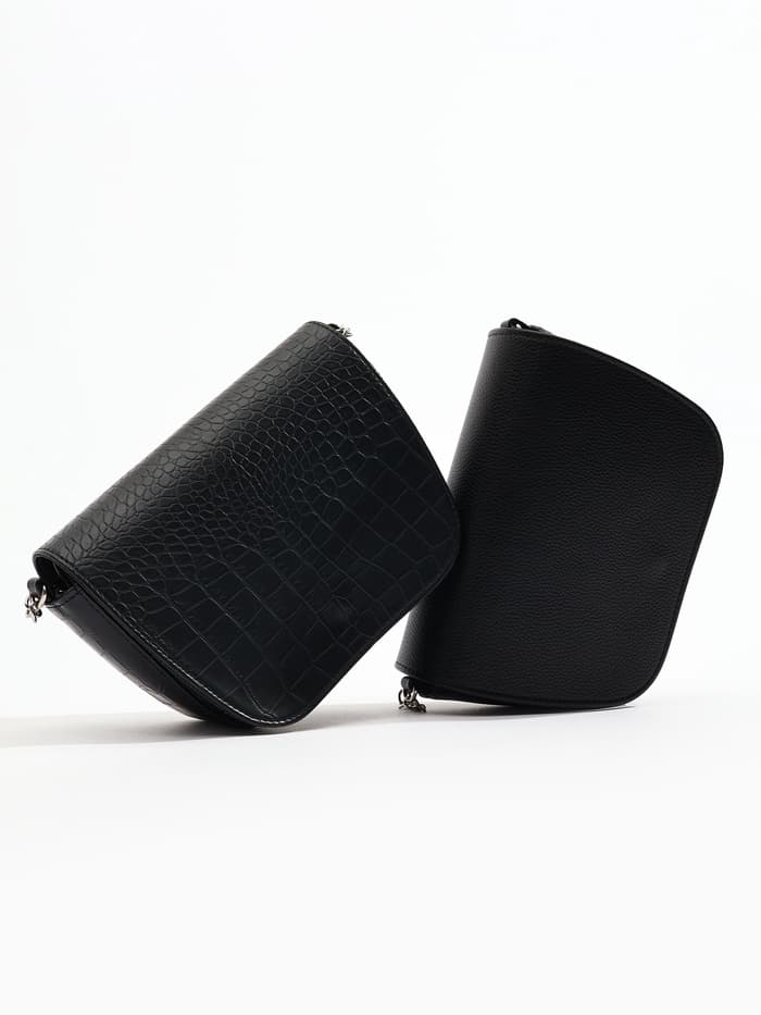 Сумка женская мессенджер TEXTURA на магните, 15×6×13 см, чёрная