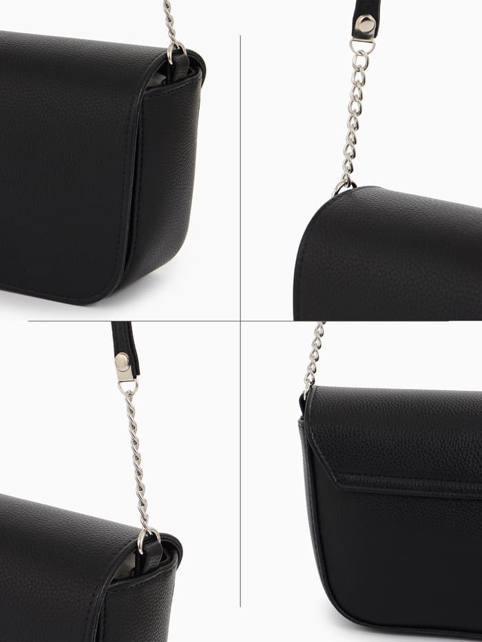 Сумка женская мессенджер TEXTURA на магните, 15×6×13 см, чёрная