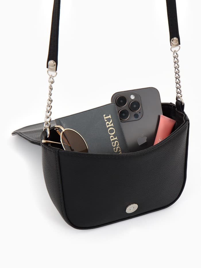 Сумка женская мессенджер TEXTURA на магните, 15×6×13 см, чёрная