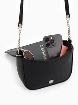 Сумка женская мессенджер TEXTURA на магните, 15×6×13 см, чёрная