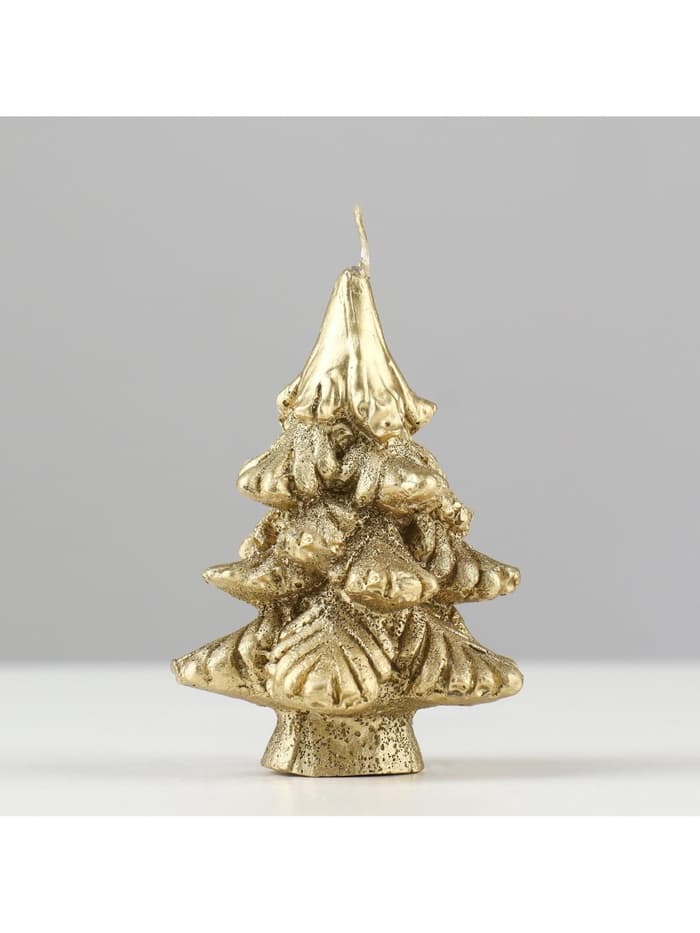 Свеча декоративная «Ёлочка новогодняя», 7 см, золотая
