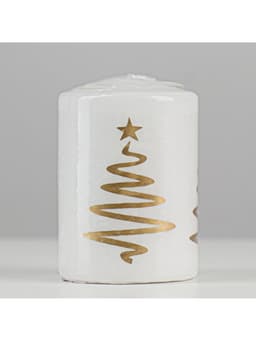 Свеча - цилиндр «Ёлочка», 5.6×8 см, белая с золотом