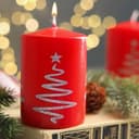 Свеча - цилиндр «Ёлочка», 5.6×8 см, красная с серебром