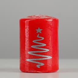 Свеча - цилиндр «Ёлочка», 5.6×8 см, красная с серебром