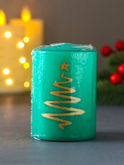Свеча - цилиндр «Ёлочка», 5.6×8 см, зелёная
