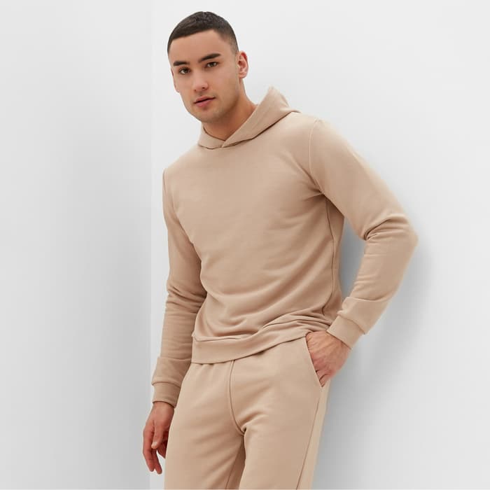 Спортивный костюм мужской (худи, брюки) MINAKU, бежевый, размер 48