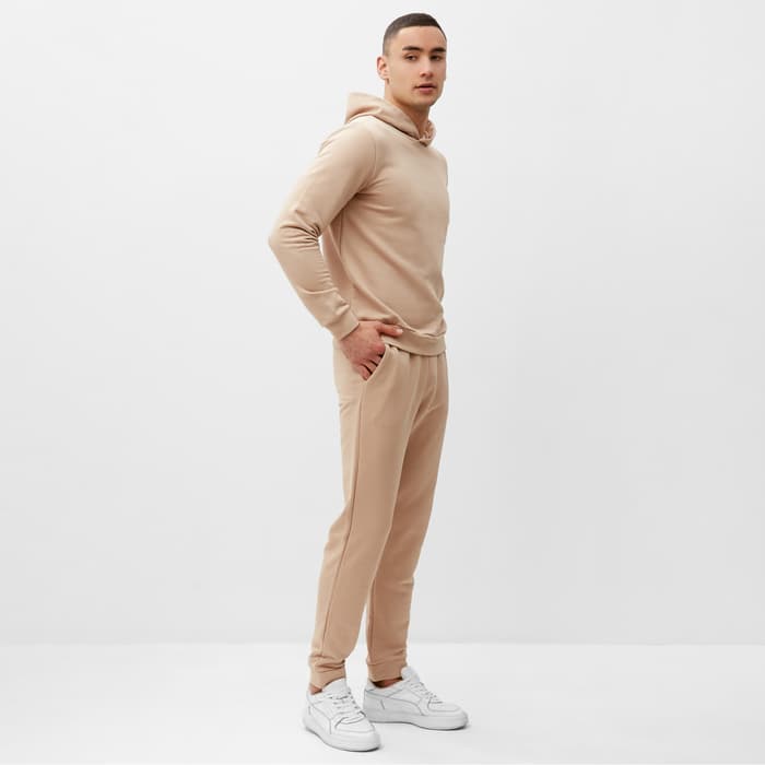 Спортивный костюм мужской (худи, брюки) MINAKU, бежевый, размер 48