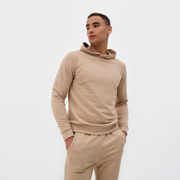 Спортивный костюм мужской (худи, брюки) MINAKU, бежевый, размер 54