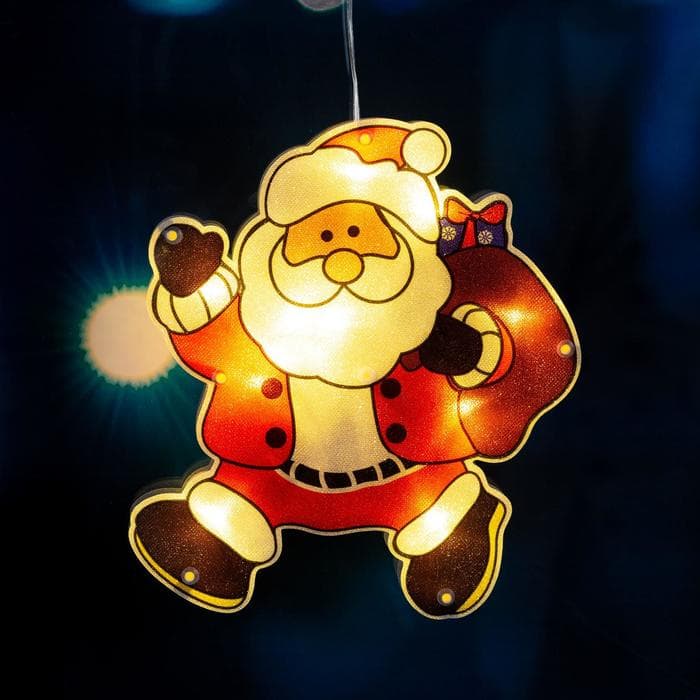 Светодиодная фигура на присоске «Дед Мороз» 19×22 см, пластик, батарейки АААх3 (не в комплекте), свечение тёплое белое