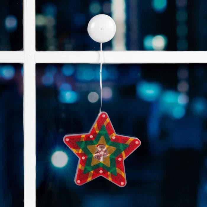 Светодиодная фигура на присоске «Звезда» 19×19 см, пластик, от батареек АААх3, свечение тёплое белое