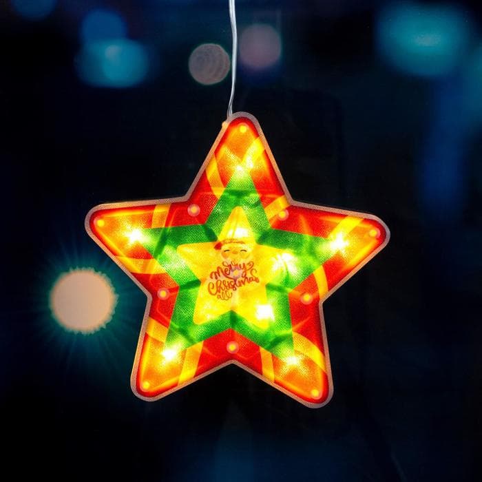 Светодиодная фигура на присоске «Звезда» 19×19 см, пластик, от батареек АААх3, свечение тёплое белое