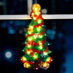 Светодиодная фигура на присоске «Ёлка» 24×45 см, пластик, батарейки АААх3 (не в комплекте), свечение тёплое белое