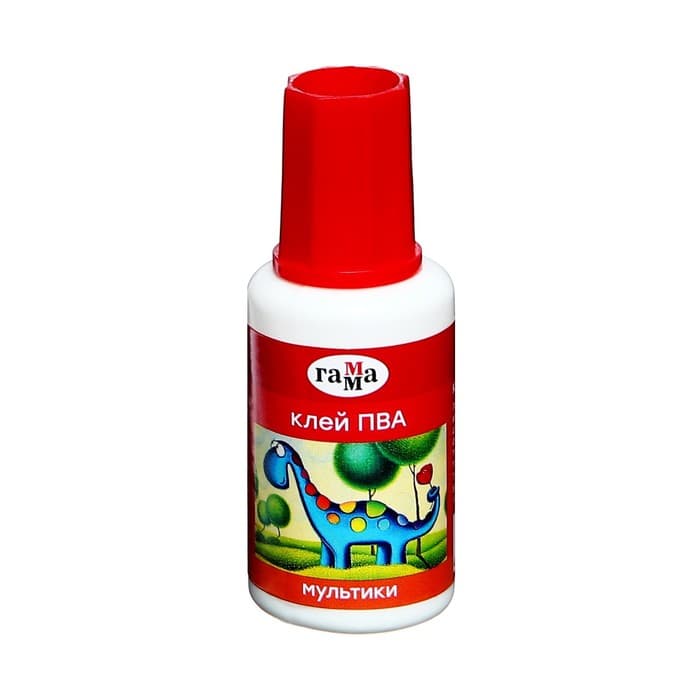 Клей ПВА Гамма «Мультики», 20 г, с кисточкой