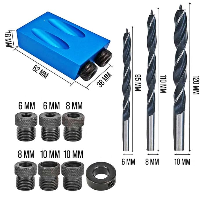 Набор для засверливания под углом 15° ТУНДРА, по дереву, 6-8-10 мм