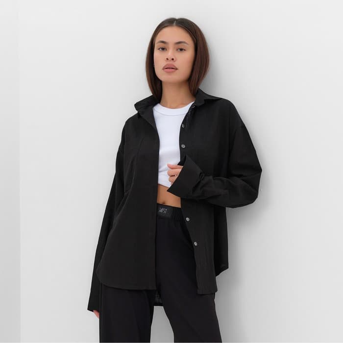 Рубашка женская MIST: Classic Collection, размер 40-42, чёрная