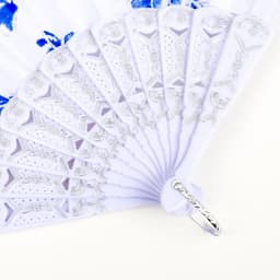 Веер складной «Синий рисунок на белом», 23 см, МИКС