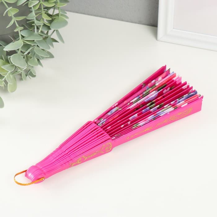 Веер складной «Цветочный», 23 см, МИКС