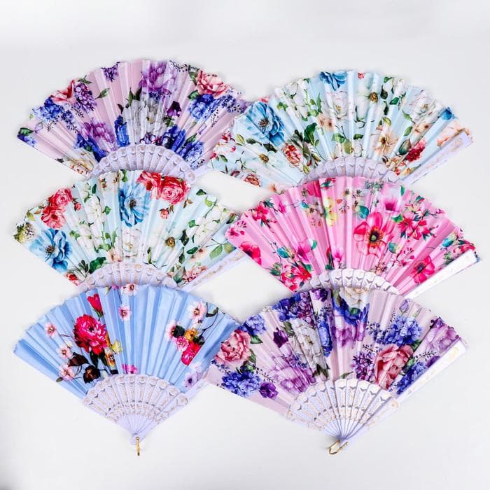 Веер складной «Цветочный», 23 см, МИКС
