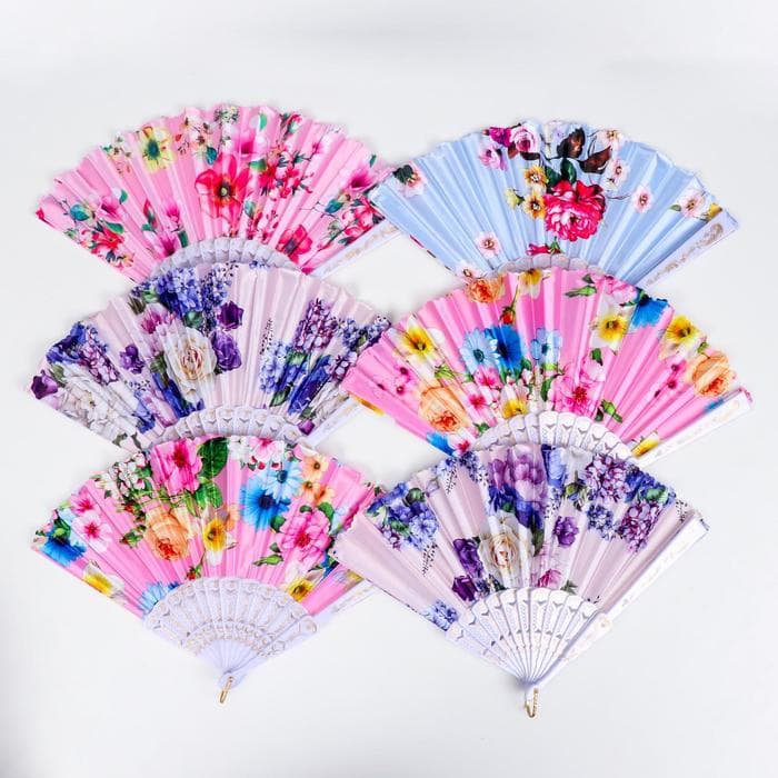 Веер складной «Цветочный», 23 см, МИКС