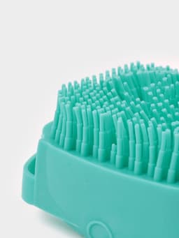 Щётка - мочалка массажная силиконовая с ёмкостью для мыла Доляна, бирюзовая