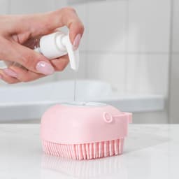 Щётка - мочалка массажная силиконовая с ёмкостью для мыла Доляна, бирюзовая