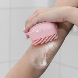 Щётка - мочалка массажная силиконовая с ёмкостью для мыла Доляна, бирюзовая