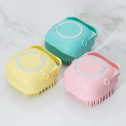 Щётка - мочалка массажная силиконовая с ёмкостью для мыла Доляна, бирюзовая