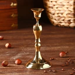 Подсвечник металлический на 1 свечу «Ричард», латунь, 8.5×8.5×18 см