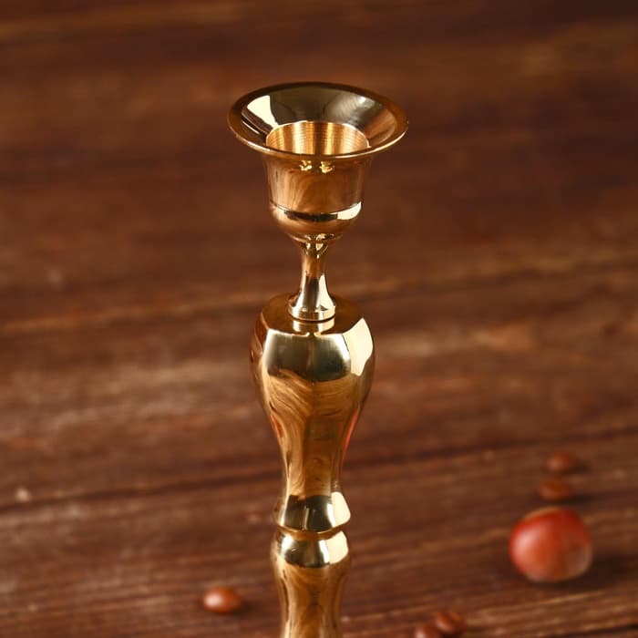 Подсвечник металлический на 1 свечу «Ричард», латунь, 8.5×8.5×18 см