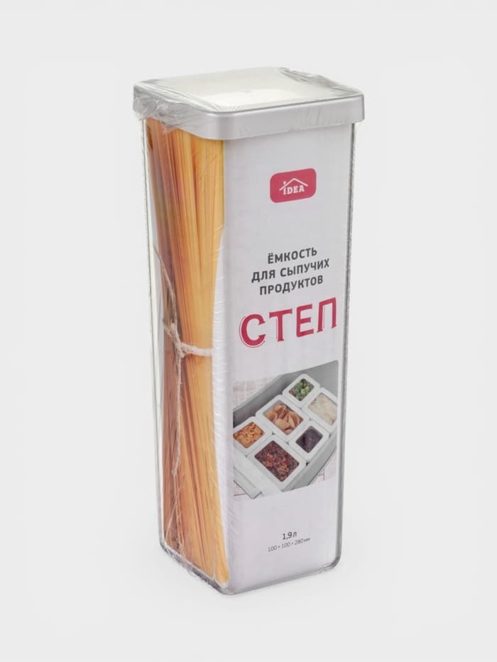 Банка для хранения сыпучих продуктов IDEA «Степ», 1.9 л, 10×28 см, пластик, крышка белая