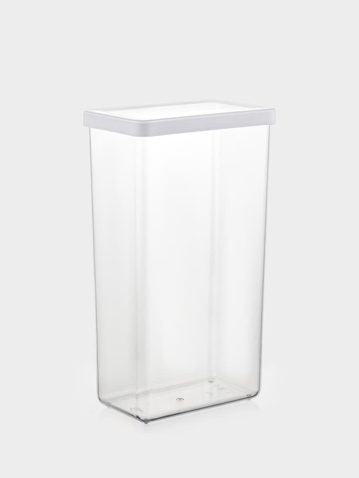 Банка для хранения сыпучих продуктов IDEA «Степ», 3.2 л, 16×10×28 см, пластик, крышка белая