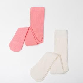 Колготки детские BASIC, рост 74-80 см, белые, розовые