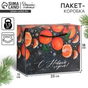 Пакет - коробка подарочный новогодний «С Новым годом», 23×18×11 см