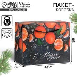 Пакет - коробка подарочный новогодний «С Новым годом», 23×18×11 см