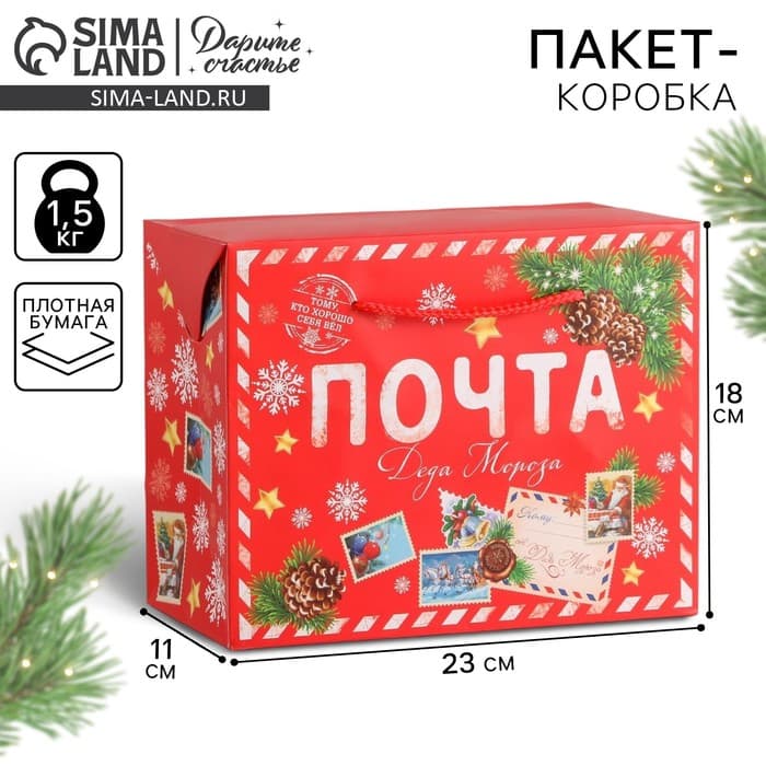Пакет - коробка, 23×18×11 см
