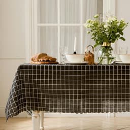 Скатерть «Доляна. Клетка», 145×200±3 см, рогожка 130 г/м², чёрная