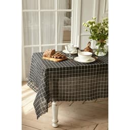 Скатерть «Доляна. Клетка», 145×200±3 см, рогожка 130 г/м², чёрная