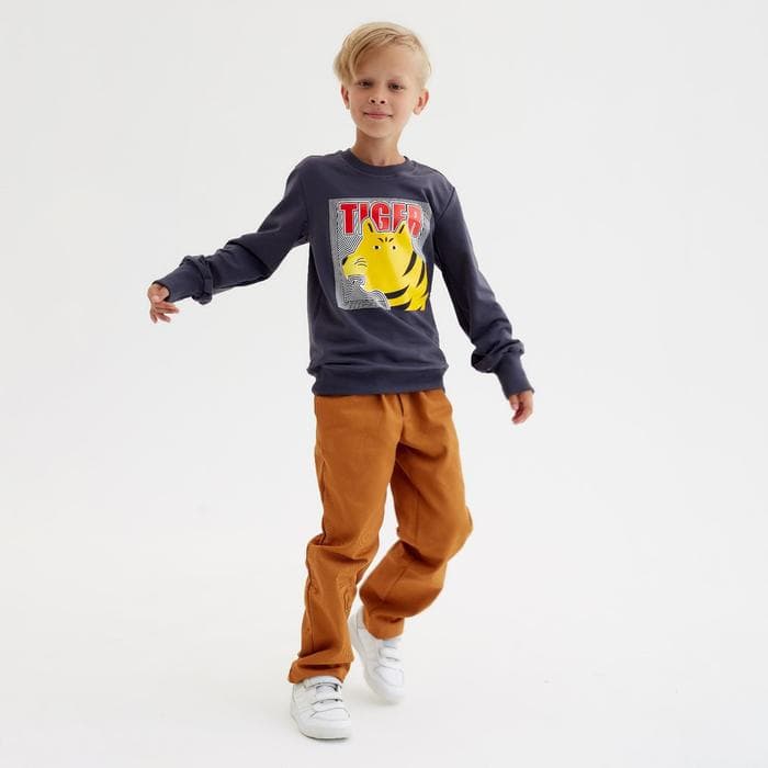Свитшот для мальчика MINAKU: Casual Collection KIDS, серый, рост 128 см